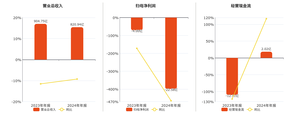 山东钢铁(600022.SH)：2024年年报净利润为-22.58亿元，同比亏损放大